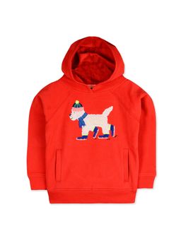 CHERRY CRUMBLE BY NITT HYMAN - Red Winterwear Bright Embroidered Hooded Sweatshirt