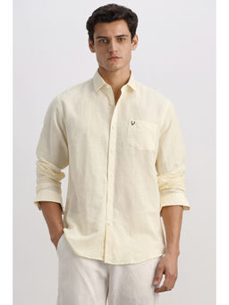 Allen Solly - Men Beige Regular Fit Solid Full Sleeves Shirt