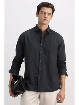 Allen Solly - Men Black Regular Fit Solid Full Sleeves Shirt
