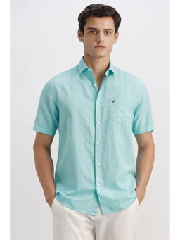 Allen Solly - Men Light Blue Regular Fit Solid Half Sleeves Shirt
