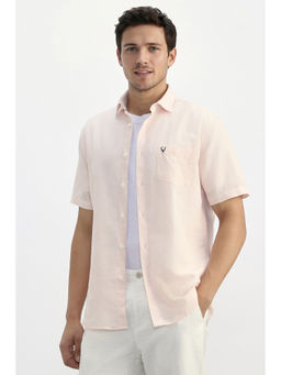 Allen Solly - Men Pink Regular Fit Solid Half Sleeves Shirt
