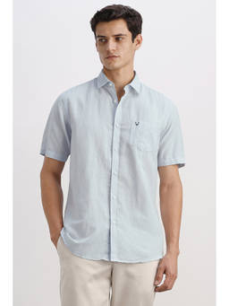 Allen Solly - Men Light Blue Regular Fit Solid Half Sleeves Shirt