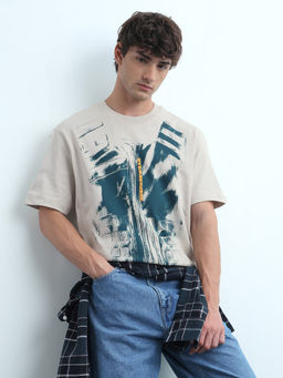 Flying Machine - Men White Graphic Printed Relaxed Fit T-Shirt