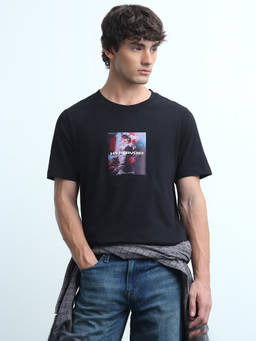 Flying Machine - Men Black Graphic Printed Regular Fit T-Shirt
