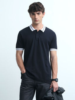 Flying Machine - Men Blue Solid Regular Fit Polo Shirt
