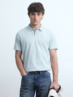 Flying Machine - Men Blue All-Over Printed Regular Fit Polo Shirt