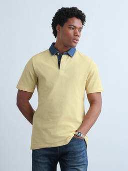Flying Machine - Men Yellow Solid Regular Fit Polo Shirt