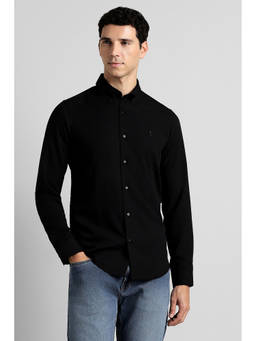 Simon Carter - Men Black Slim Fit Solid Full Sleeves Button-down Collar Shirt
