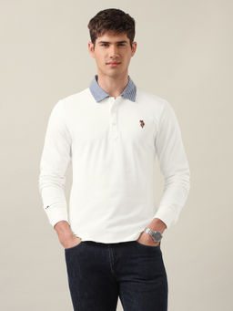 U.S. Polo Assn. Denim Co. - Men White Solid Slim Fit Polo Shirt