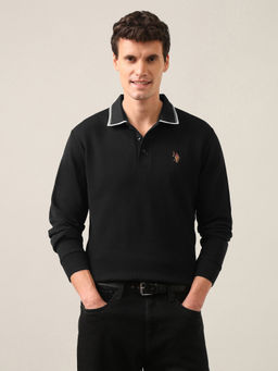 U.S. Polo Assn. Denim Co. - Men Black Solid Slim Fit Polo Shirt