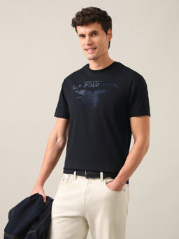 U.S. Polo Assn. Denim Co. - Men Blue Graphic Brand Printed Slim Fit T-Shirt