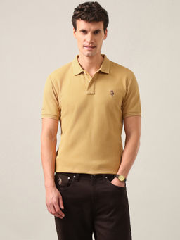 U.S. Polo Assn. Denim Co. - Men Yellow Solid Slim Fit Polo Shirt