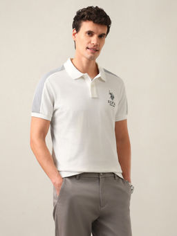 U.S. Polo Assn. Denim Co. - Men White Solid Slim Fit Polo Shirt