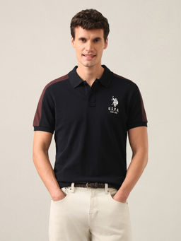 U.S. Polo Assn. Denim Co. - Men Blue Solid Slim Fit Polo Shirt