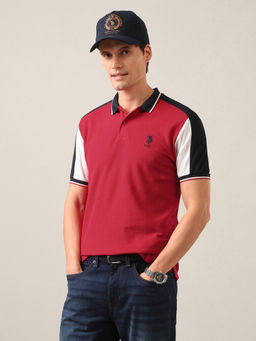 U.S. POLO ASSN. - Men Red Solid Slim Fit Polo Shirt