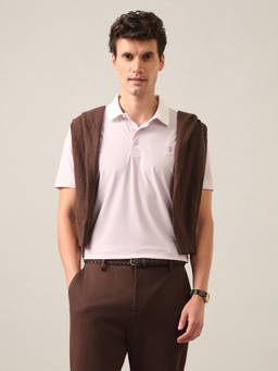 U.S. POLO ASSN. - Men Pink Solid Slim Fit Polo Shirt