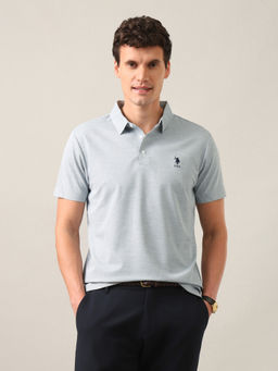 U.S. POLO ASSN. - Men Blue Solid Slim Fit Polo Shirt