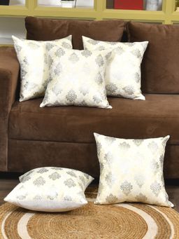 The Home Story - Cushion Covers 16x16 Inches Silver Paisley (Pack of 5)