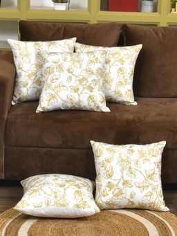 The Home Story - Cushion Covers 16x16 Inches Yellow Flowers (Pack of 5)