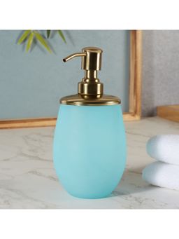 HomeTown - Emilia Glass Frosted Colored Liquid Soap Dispenser In Turquoise Colour