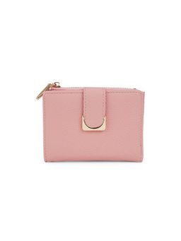 Globus - Women Pink Textured Bi-Fold Wallet with Zip Coin Pocket