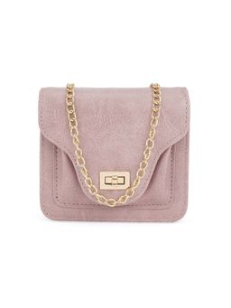 Globus - Women Pink Textured Small Party Sling Bag with Detachable Chain