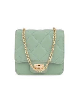 Globus - Women Sea Green Puffed Quilted Small Square Party Sling Bag
