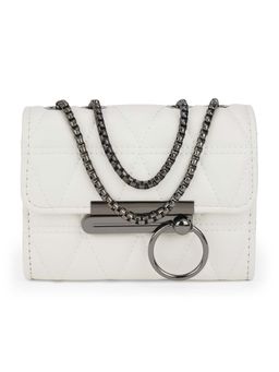 Globus - Women White Puffed Quilted Small Party Sling Bag