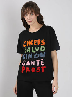 VERO MODA - Women Black Printed T-Shirt