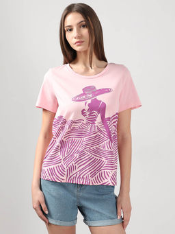 VERO MODA - Women Pink Printed T-Shirt