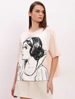 VERO MODA - Women Pink Printed T-Shirt