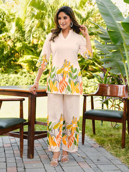 FLAHER - Cream Women Printed Co-Ord Set