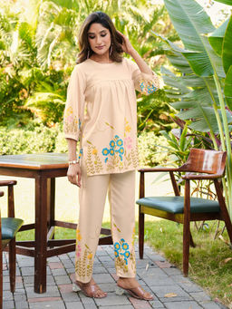 FLAHER - Women Peach Printed Co-Ord Set