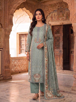 INDDUS - Women Poly Crepe Floral Kurta with Pant and Dupatta