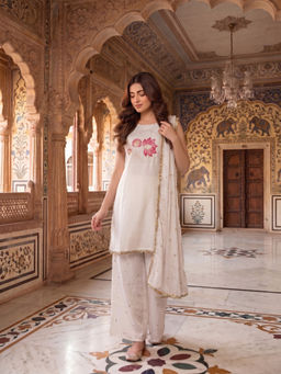INDDUS - Women Floral and Embroidered Kurta with Palazzo and Dupatta