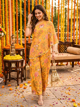 Label Kanupriya - Mustard One-Shoulder Co-Ord Set