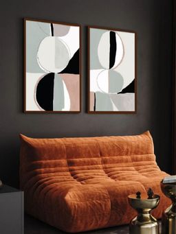 The Art House - Abstract Painting Multicolor (Set of 2) (40X30 Inches)