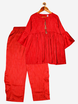 KiddoPanti - Red Girls Short Kurta & Pant (Set of 2) (12-14 Years)