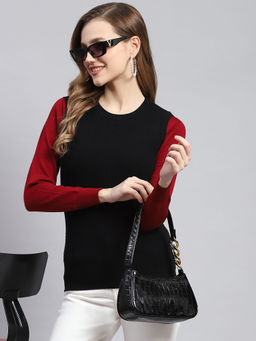 Monte Carlo - Womens Solid Black Round Neck Sleeveless Sweater