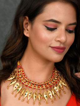 Silvermerc Designs - Gold Plated Meenakari Ethnic Necklace