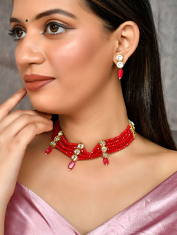 Silvermerc Designs - Kundan Layered Choker Jewellery Set