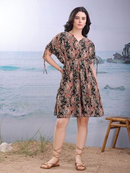 PURVAJA - Printed Multi Color Fit and Flare Mini Dress