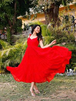 Noun - Hermione Red Midi Dress