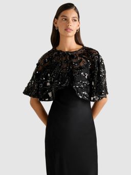 Forever New - Black Carmen Sequin Cape