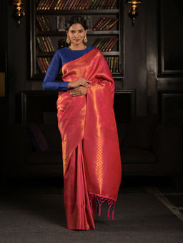 EXCLUSIVA - Pink Soft Woven Banarasi Saree with Unstitched Blouse