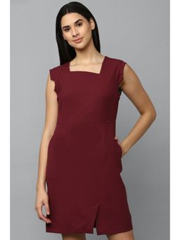 Allen Solly - Women Maroon Solid Casual Dress