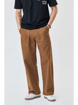 Snitch - x BISMIL Brown Plain Regular Casual Jeans for Men