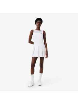 Lacoste - White Solid/Plain Sleeveless Regular Tennis Dress & Shorts