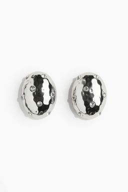 H&M - Women Silver Rhinestone-Embellished Earrings