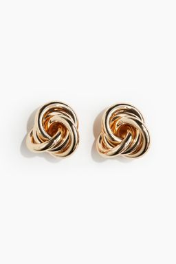 H&M - Women Gold Knot-Detail Clip Earrings